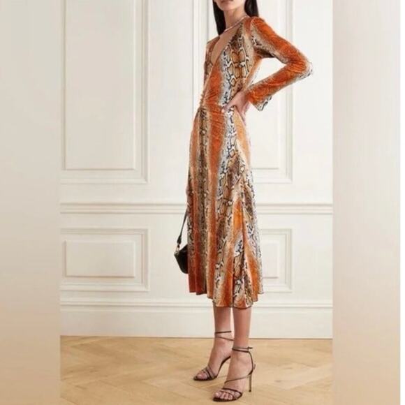 NWT Rotate Birgen Christensen Number 7 Python Print Long Sleeve Midi Dress sz XS - Picture 1 of 15